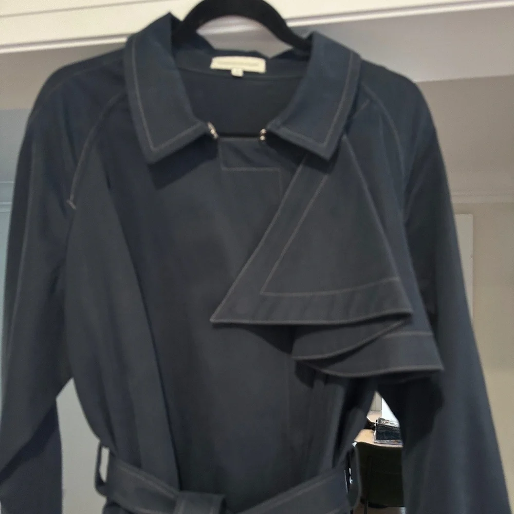 SOLD - Rebecca Minkoff Navy Blue Trench Coat - Size L - Picture 9 of 13